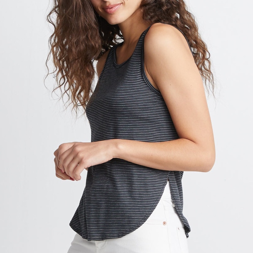 Marine Layer Side Tulip Tank in Black/White Stripe Size S